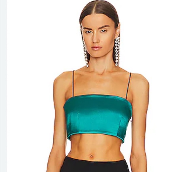Cinq à Sept Women’s Blue Jade Nikki Spaghetti Strap Crop Top Size XL - Picture 1 of 8